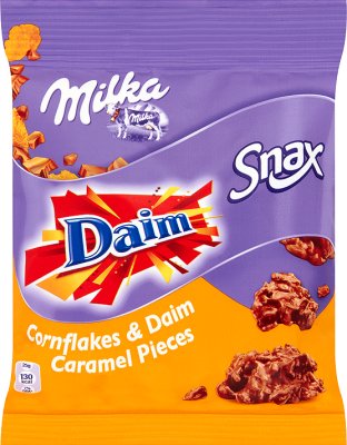 фиолетовые звезды Snax DAIM молочный шоколад с карамелью и кусками кукурузных хлопьев