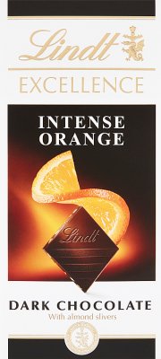 Lindt Excellence Orange Intense Gorzka czekolada z pomarańczą i płatkami migdałów