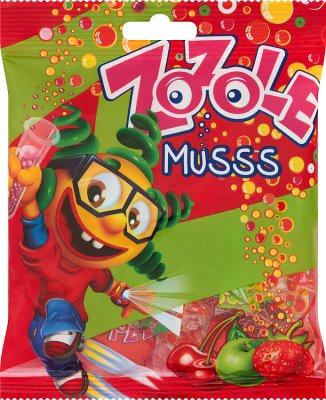 Zozole Musss Caramels with strawberry and cherry apple flavor with a sparkling filling