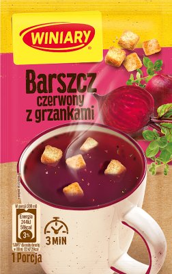 tasty soup beetroot soup with croutons