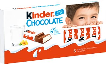 Kinder Chocolate bars of milk chocolate with a milky filling