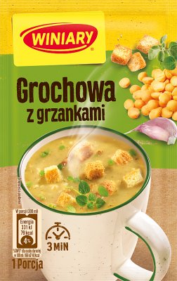 tasty pea soup with croutons