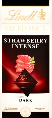 excellence strawberry intense dark chocolate with pieces of strawberry