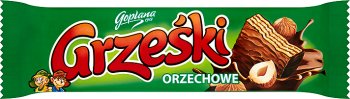 Grześki wafer layered with hazelnut cream in milk chocolate