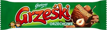 Grześki oblea con capas de crema de avellanas en el chocolate con leche