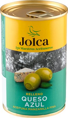 entsteinte grüne Oliven gefüllt mit Blauschimmelkäse
