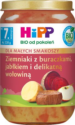 HIPP Ziemniaki z buraczkami, jabłkiem i delikatną wołowiną BIO