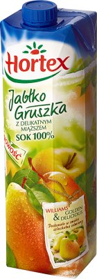 100 % de jus de pomme , pulpe de poire avec cząstakami