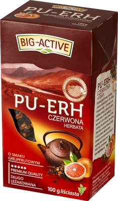 Big-Active Pu-Erh Czerwona herbata o smaku grejpfrutowym, liściasta