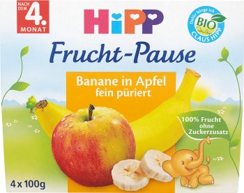 HiPP BIO Owocowa Chwila Jabłka-Banany Przecier owocowy po 4. miesiącu 400 g (4 sztuki)
