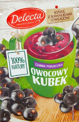 fruit cup with pieces of fruit jelly flavor black currant