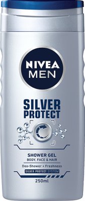 Men silver protect shower gel to the body, face and hair