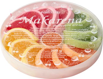 makarena arena fruit jelly with fruit flavors in sugar