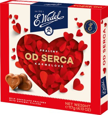 e wedlove milk chocolates , pralines heart filled with double-layer