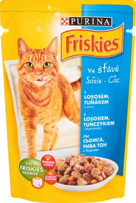 Friskies Delices - karma dla kotów - saszetka z łososiem,tuńczykiem i marchewką w sosie