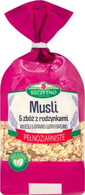 Melvit-Szczytno pełnoziarniste musli 5 zbóż  z rodzynkami