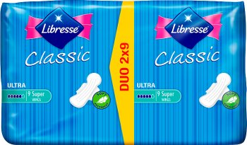 Libresse classic podpaski ultra super clip 4 krople 2x9 szt.