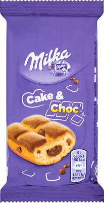 Milka Cake & Choc Ciastka biszkoptowe z kawałkami czekolady mlecznej z mleka alpejskiego i nadzieniem czekoladowym
