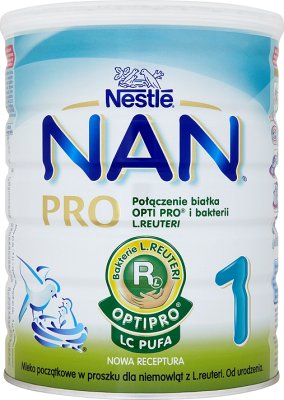 Nestle NAN PRO 1 mleko początkowe w proszku dla niemowląt z L.reuteri