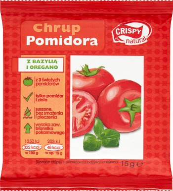 Natürliche Crispy Crispy Tomatenscheiben mit Basilikum und Oregano 15 g