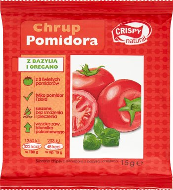 tranches Natural Crispy Crispy de tomates avec le basilic et l'origan 15 g