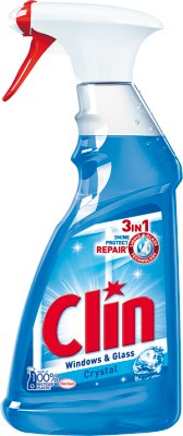 Clin glass cleaner and glass surfaces with spray