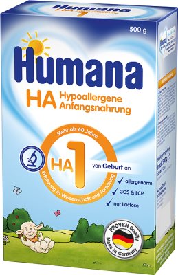 Humana HA 1 hypoallergene Milch für Babys von der Geburt beginnen
