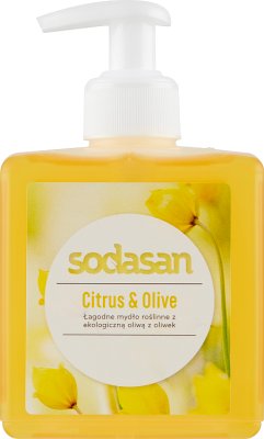 Sodasan Cosméticos jabón vegetal orgánico con aceite de oliva en un líquido con un aroma de cítricos BIO
