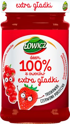 Łowicz Jam 100% фруктовая особо гладкая клубнично-красная смородина