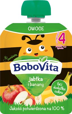 Der erste Freund in einem Rohr Löffel Apfel Banane