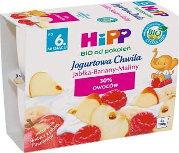 HiPP Jogurtowa Chwila Jabłka-Banany-Maliny BIO 4x100g
