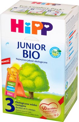 HiPP Junior BIO 3 Ekologiczne mleko następne dla dzieci od 12. miesiąca 800 g (2 sztuki po 400g)