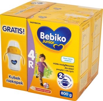 Bebiko Junior 4R Mleko modyfikowane dla dzieci powyżej 2. roku życia 2 x 800 g + Kubek niekapek