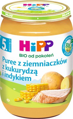 HiPP Puree z ziemniaczków z kukurydzą i indykiem BIO