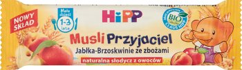 HiPP BIO Musli Przyjaciel Jabłka-Brzoskwinie ze zbożami Batonik dla małych dzieci 1-3 lata 20 g 