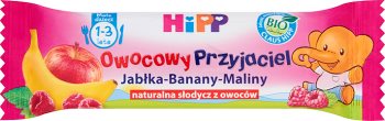 HiPP BIO Owocowy Przyjaciel Jabłka-Banany-Maliny Batonik dla małych dzieci 1-3 lata 25 g 