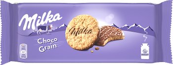 Milka Choco Grains Ciastka z płatkami owsianymi oblane czekoladą mleczną