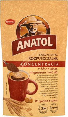 Delecta Anatol kawa zbożowa rozpuszczalna koncentracyjna z błonnikiem,magnezem i wit. B6