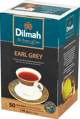 Dilmah Earl Grey Tea Ceylon schwarzer Tee mit dem Aroma der Bergamotte 100 g (50 Säcke)