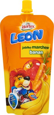 Hortex Leon sok 100% dla dzieci, w saszetce z zakrętką jabłko, marche, banan