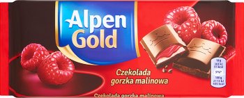 Alpen Gold czekolada gorzka z nadzieniem malinowym 100 g