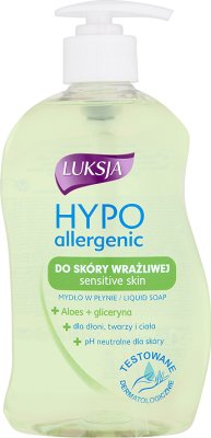 Luksja liquid soap for sensitive skin Hypo allergenic glycerin, aloe +