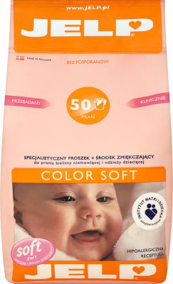 Jelp Color Soft 2w1 hipoalergiczny proszek do prania ze środkiem zmiękczającym plus 0,5 litra płynu do płukania gratis