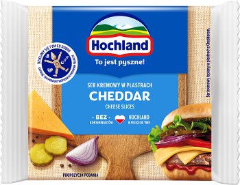 Hochland обрабатываются ломтики сыра Чеддер