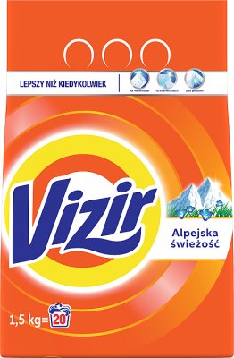 Vizir Alpine frais lavage poudre 1,5kg pour les tissus blancs et légers