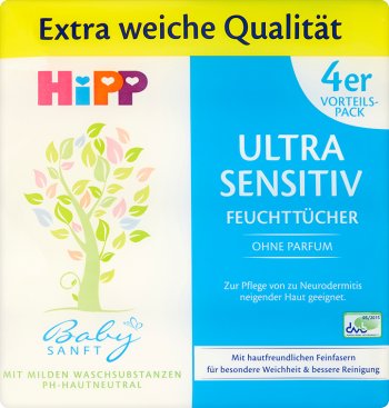 Hipp toallitas 4-Pack Ultra sensitiv libre de olores