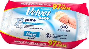 Velvet Baby Pure nawilżane chusteczki dla dzieci i niemowląt dla skóry delikatnej
