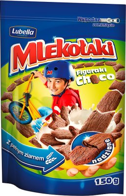 Lubella Mlekołaki Figuraki Choco zbożowe nadziewane poduszki  z pełnym ziarnem