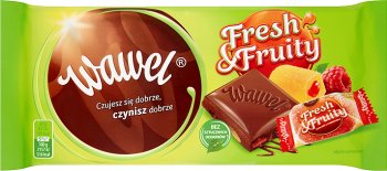 Wawel chocolate con leche con sabor a fruta fresca y jalea