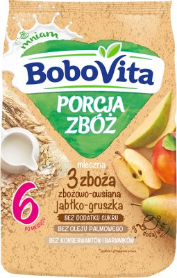 BoboVita serving of cereal milk porridge apple-pear 4 wielozbożowa-grain buckwheat